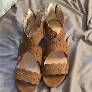 Tan wedge sandals